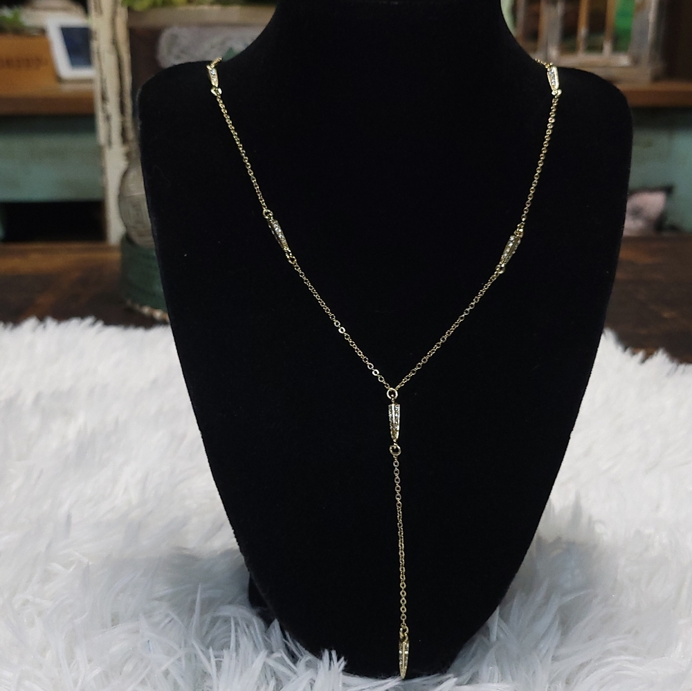Banana Republic Lariat Gold Tone Necklace